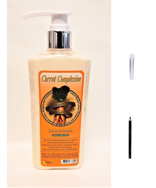 Carrot Complexion Lotion 18floz Bottle + [Hair - Nail and Body Apricot & Coconut Oil(6 pack)