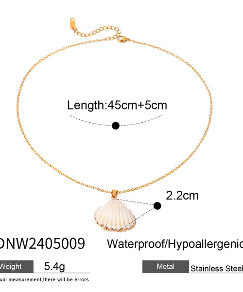 18K Gold Stainless Steel Thin Chain Conch Pendant Necklace