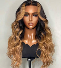 4*4 lace frontal wig brown loose wave wig 250% density 26 inch 100% Human hair.