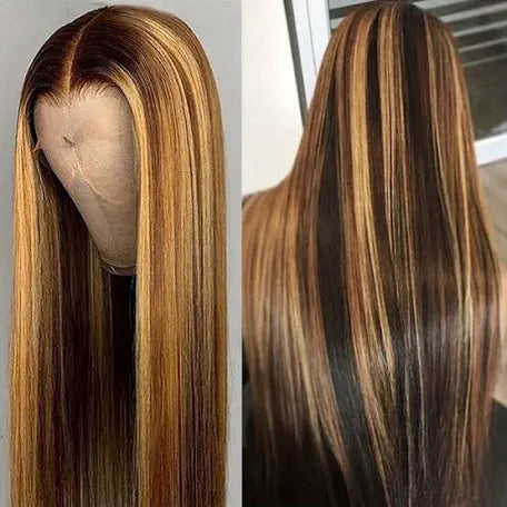 4*4 glueless wig straight brown 100% human hair 250% density 22 inch