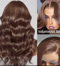 Brown loose wave 5x5 closure lace wig 20 inch 200 % density human hair