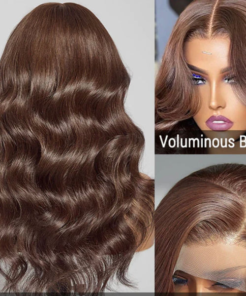 Brown loose wave 5x5 closure lace wig 20 inch 200 % density human hair