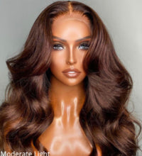 Brown loose wave 5x5 closure lace wig 20 inch 200 % density human hair